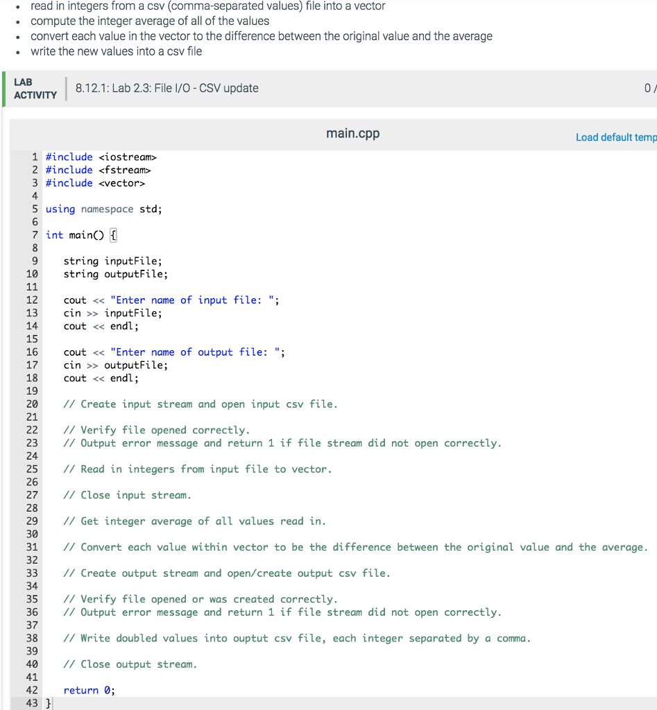 Solved read in integers from a csv (comma-separated values) | Chegg.com 
