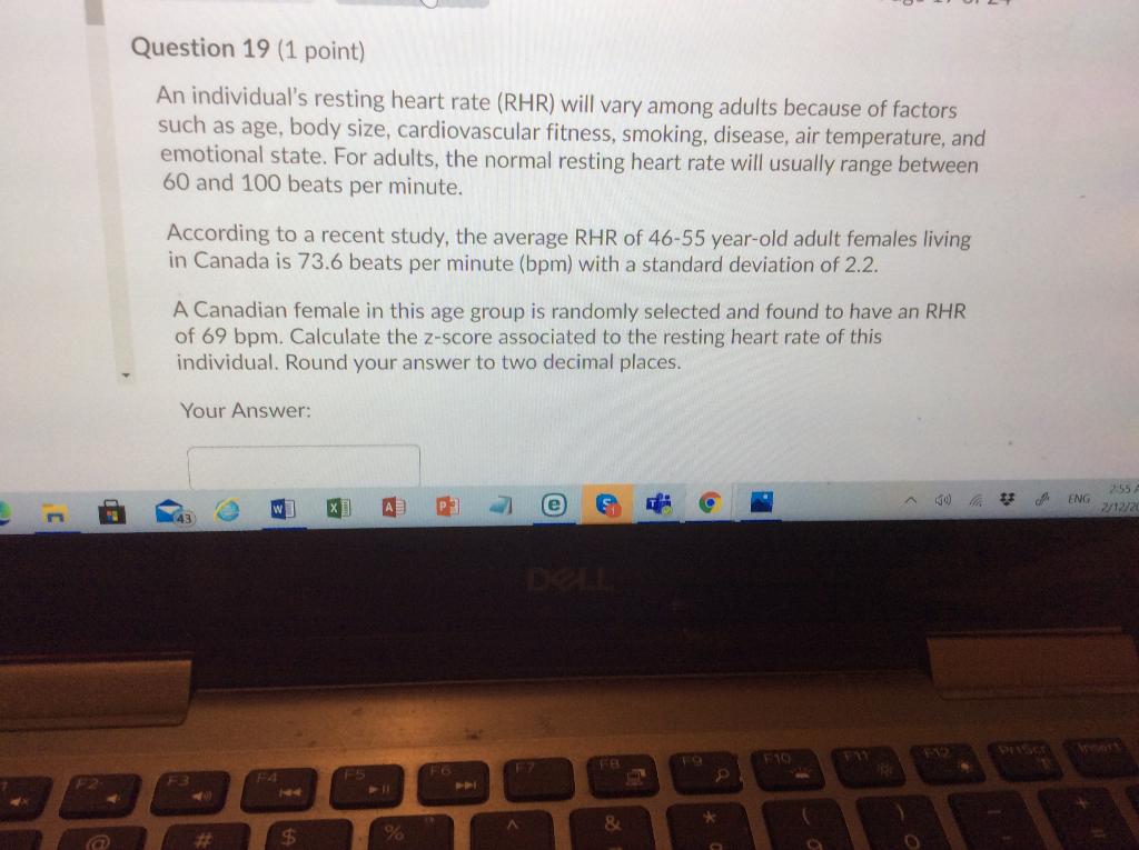 Solved A A Person S Resting Heart Rate Is His Or Her Chegg Com