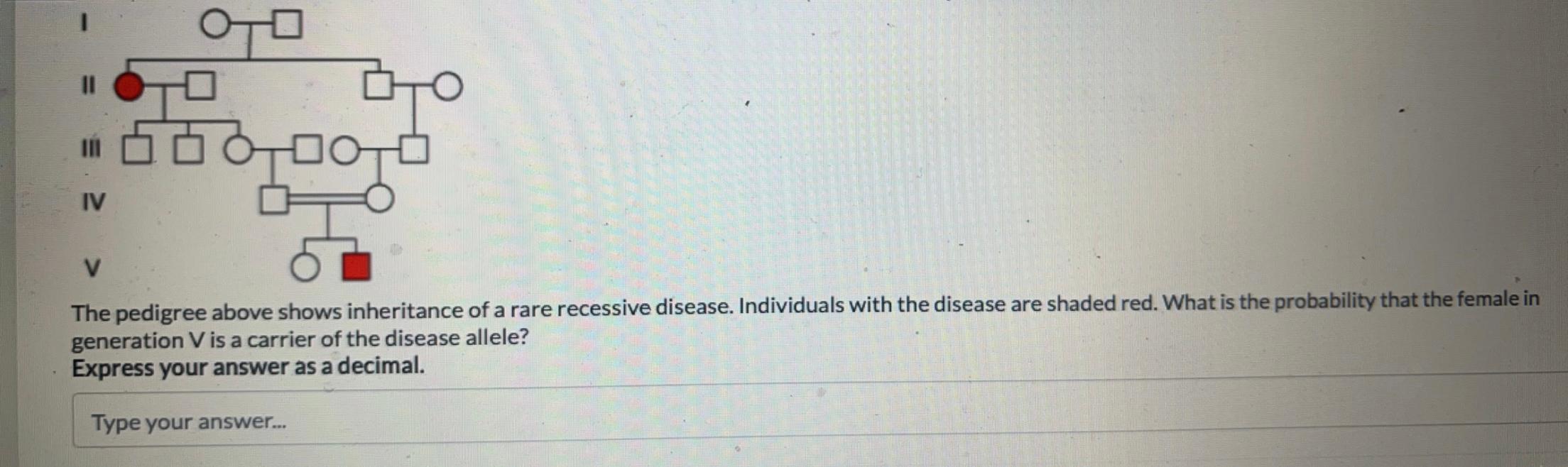 Solved 12 The Following Pedigree Shows A Very Rare Autosomal Disease