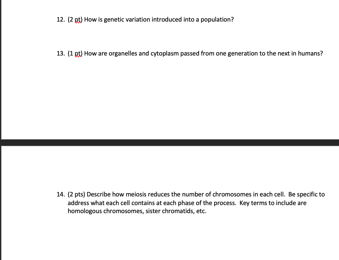 Solved Genetic Variation Refers To The Differences In The Chegg Com