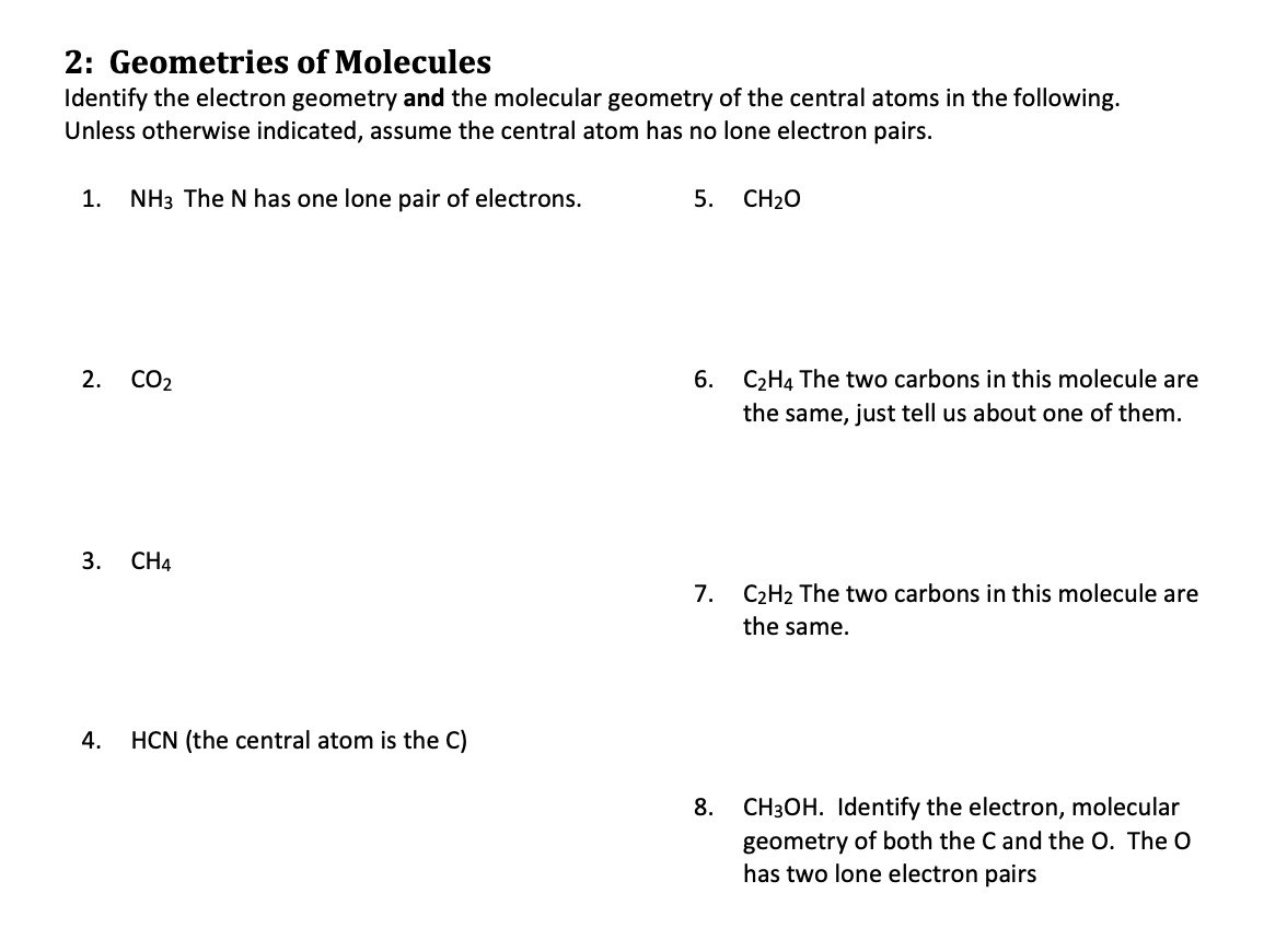 Solved Review Electron And Molecular Geometries In Your Chegg Com