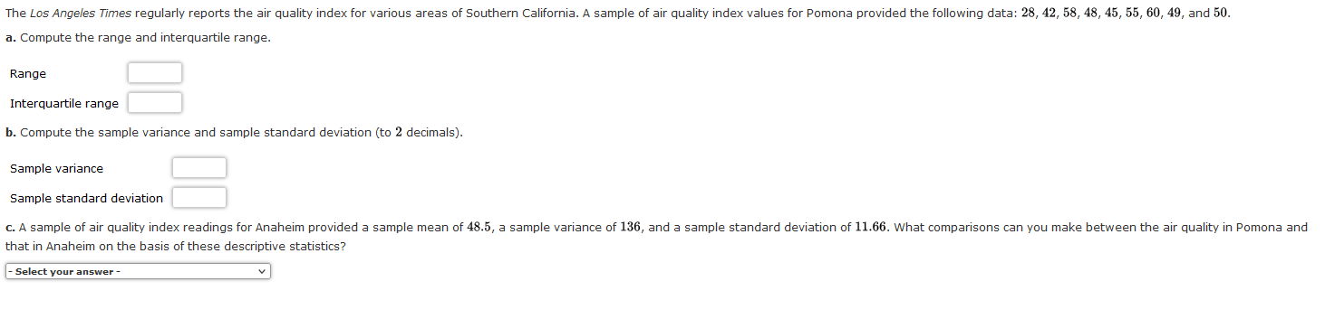 Solved Measures Of Variability Find The Interquartile Range Chegg Com