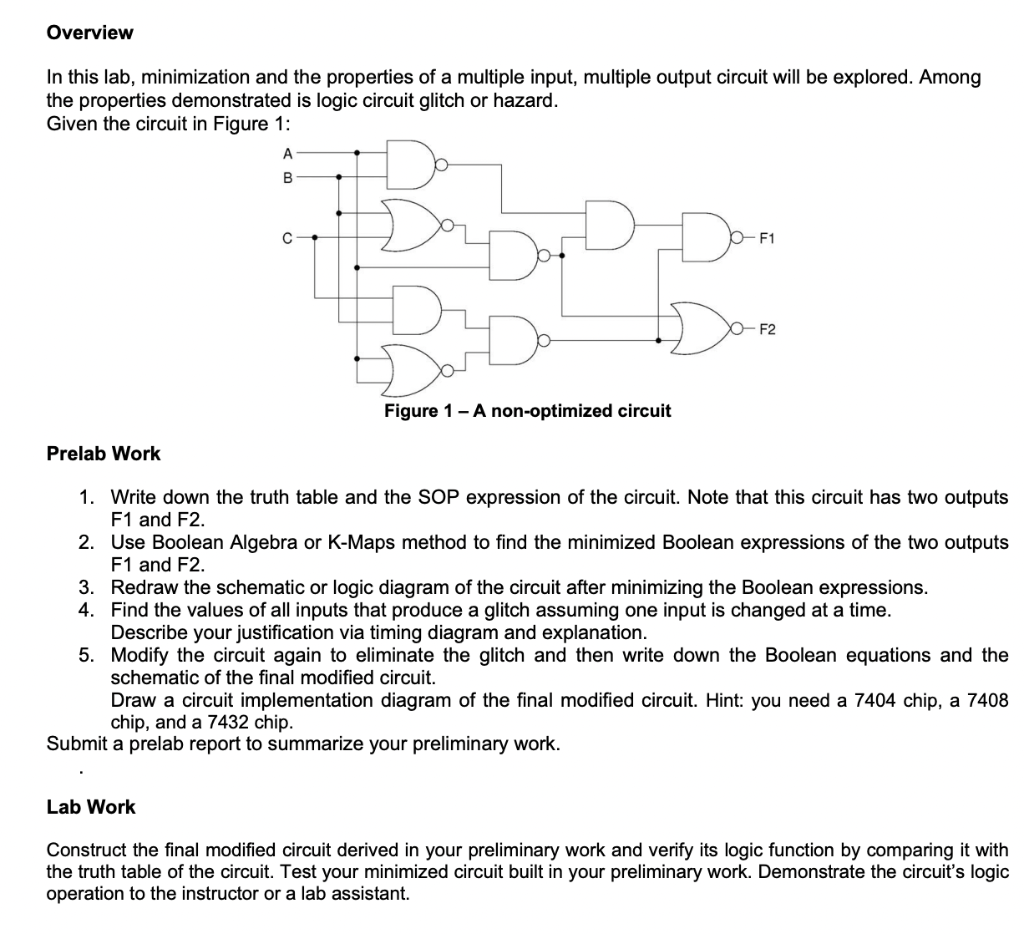 Solved Overview In This Lab The Minimization And The Chegg Com