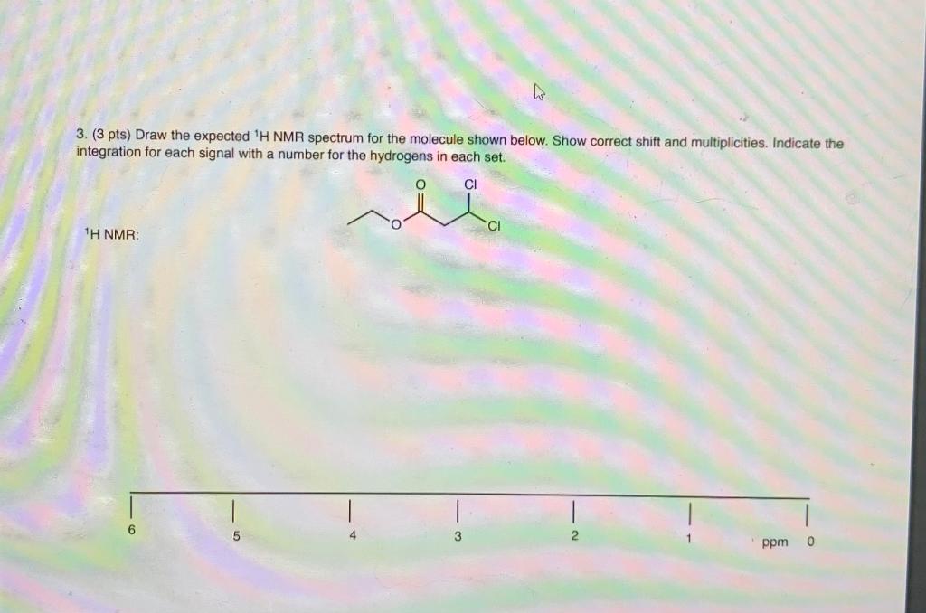 Solved 3 Draw The Expected 1h Nmr Spectrum For The Molecule Chegg Com