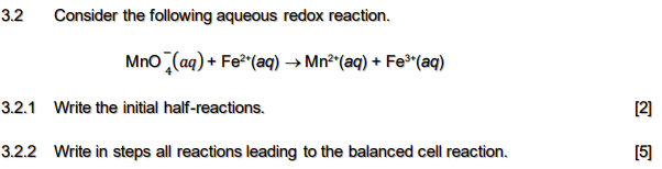 Solved Consider The Following Aqueous Redox Reaction And Chegg Com
