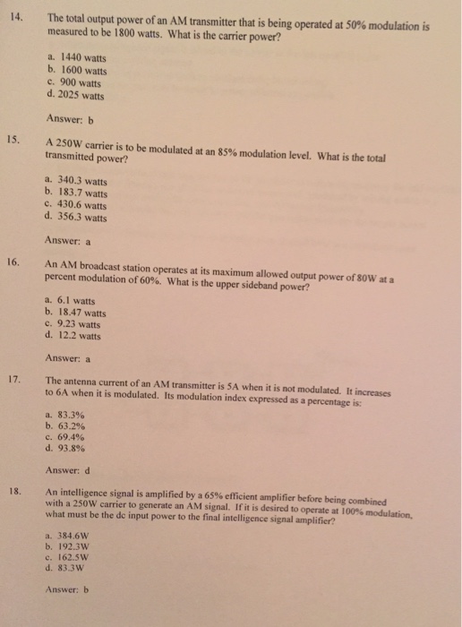 Solved 4 Suppose A Transmitter Produces 50 W Of Power A Chegg Com