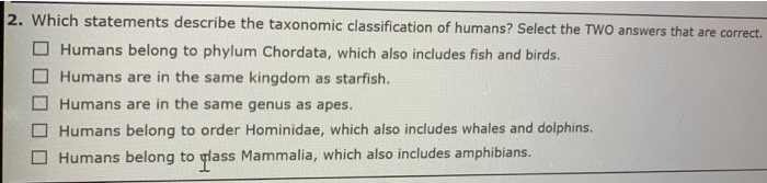Solved Select All Of The Following That Are True Taxonomic Chegg Com