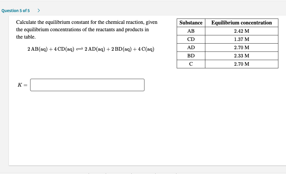 Solved Shown Below Are 5 Equilibrium Constants For Five Chegg Com
