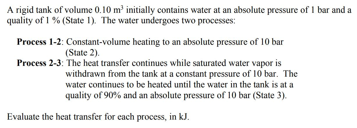 Solved A Rigid Closed Vessel Initially Contains 0 1 M3 Of Chegg Com