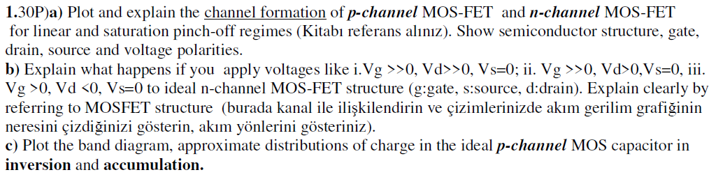 Solved 1 30p A Plot The Channel Formation Of P Channel Mosfet For