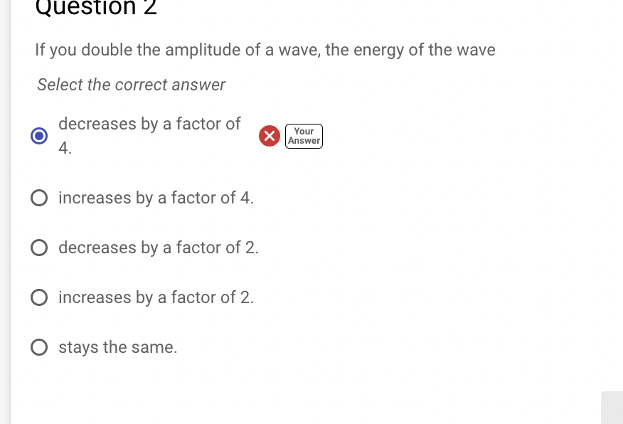 Solved The Amplitude Of A Wave Is Doubled With No Other Chegg Com