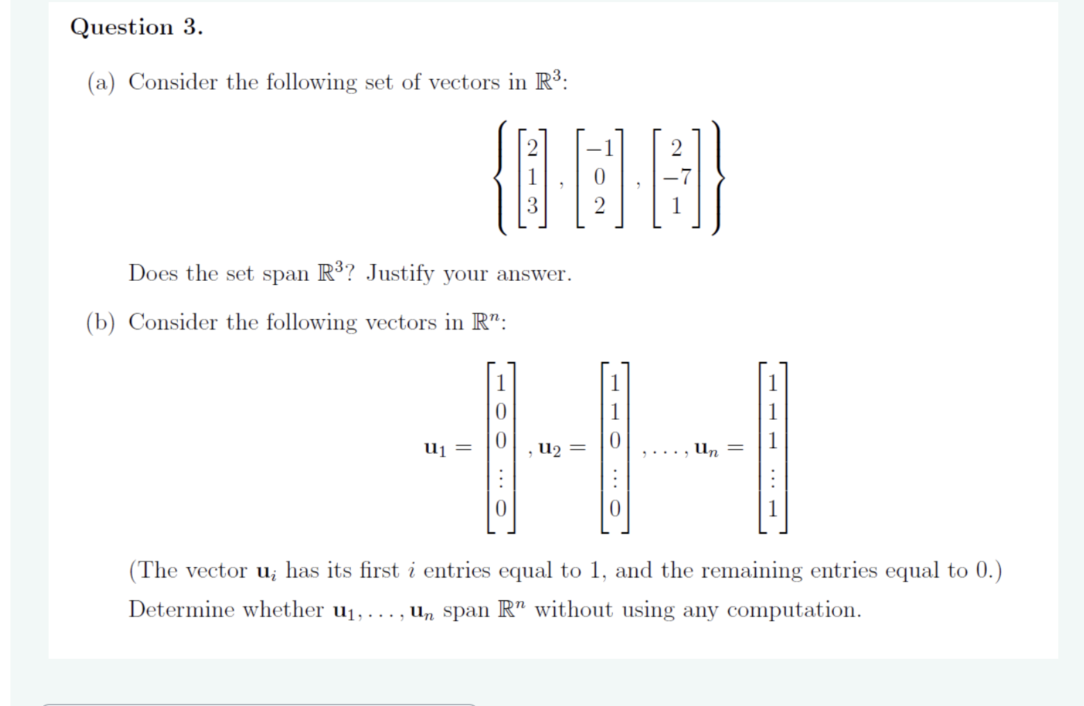 Solved For Each Of The Following Lists Of Vectors In R3 Chegg Com