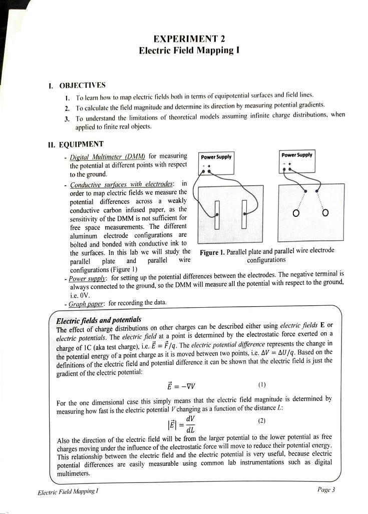 Solved In Electric Field Mapping Experiment Use The Graph Chegg Com