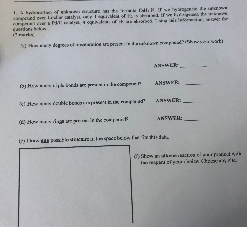 Solved One Mole Of Unknown Hydrocarbon A In The Presence Of Chegg Com
