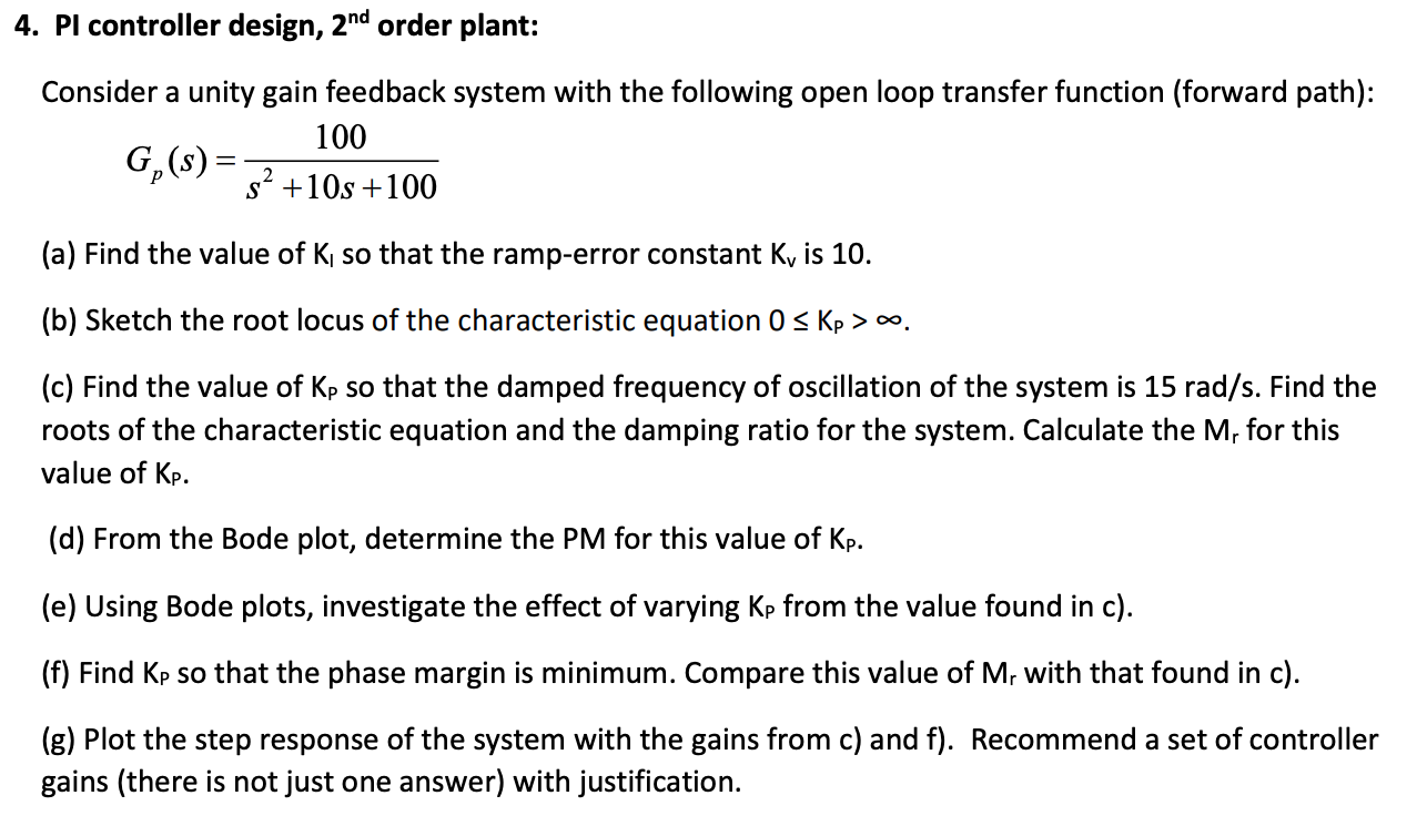 Solved 5 Pid Controller Design 2nd Order Plant For The Chegg Com