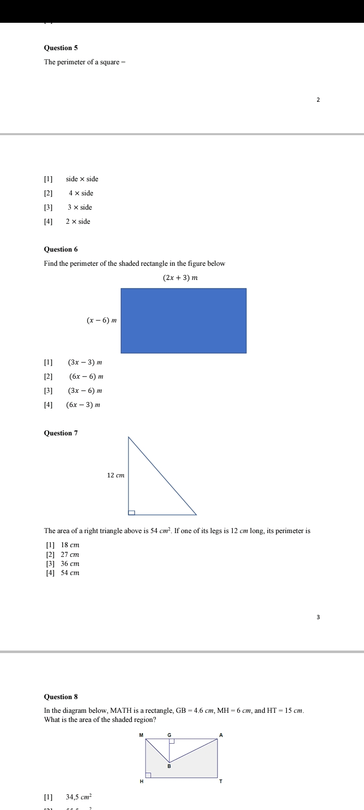 Solved Dud Find The Perimeter Of A Rectangle With Sides 2 6 Chegg Com