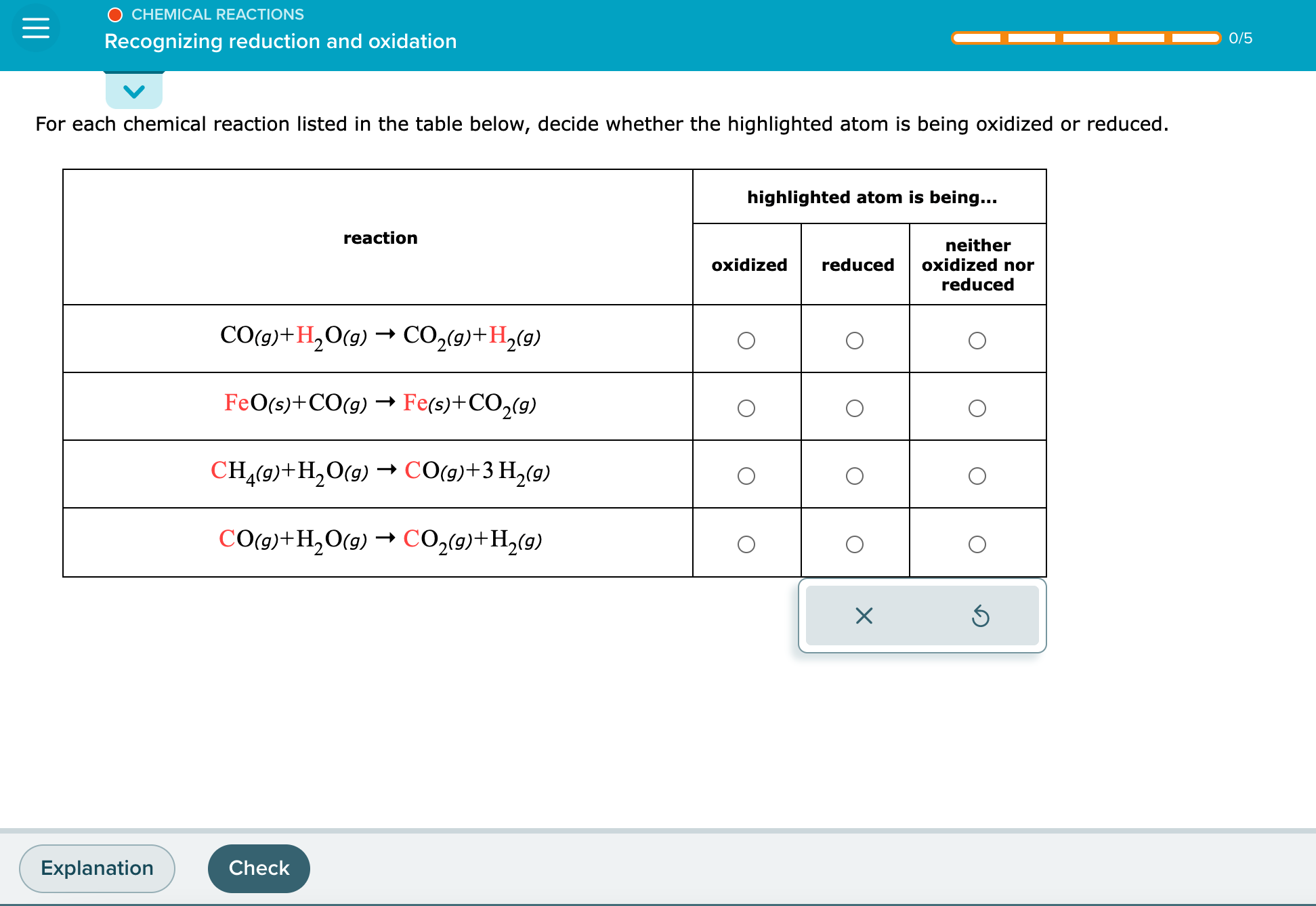 Solved CHEMICAL REACTIONS Recognizing reduction and | Chegg.com