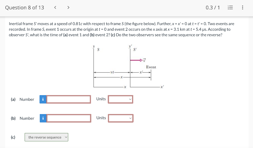 Solved Part 1 In An Inertial Frame Of Reference A Series Of Chegg Com