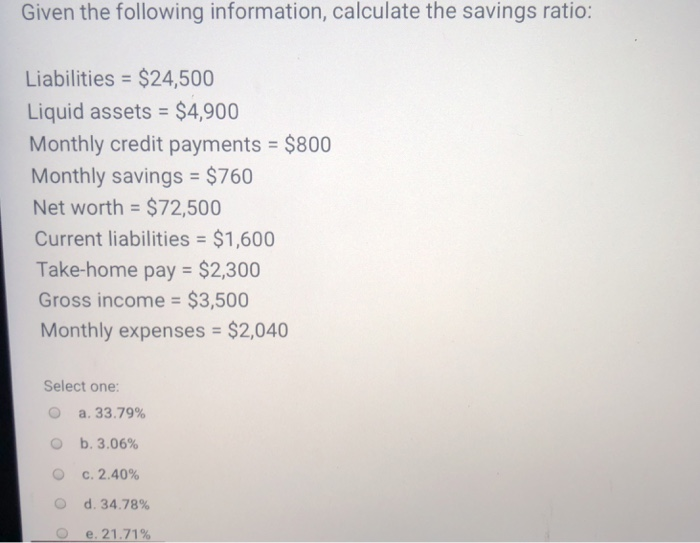 Solved Which Statement Is True Regarding The Savings Ratio Chegg Com