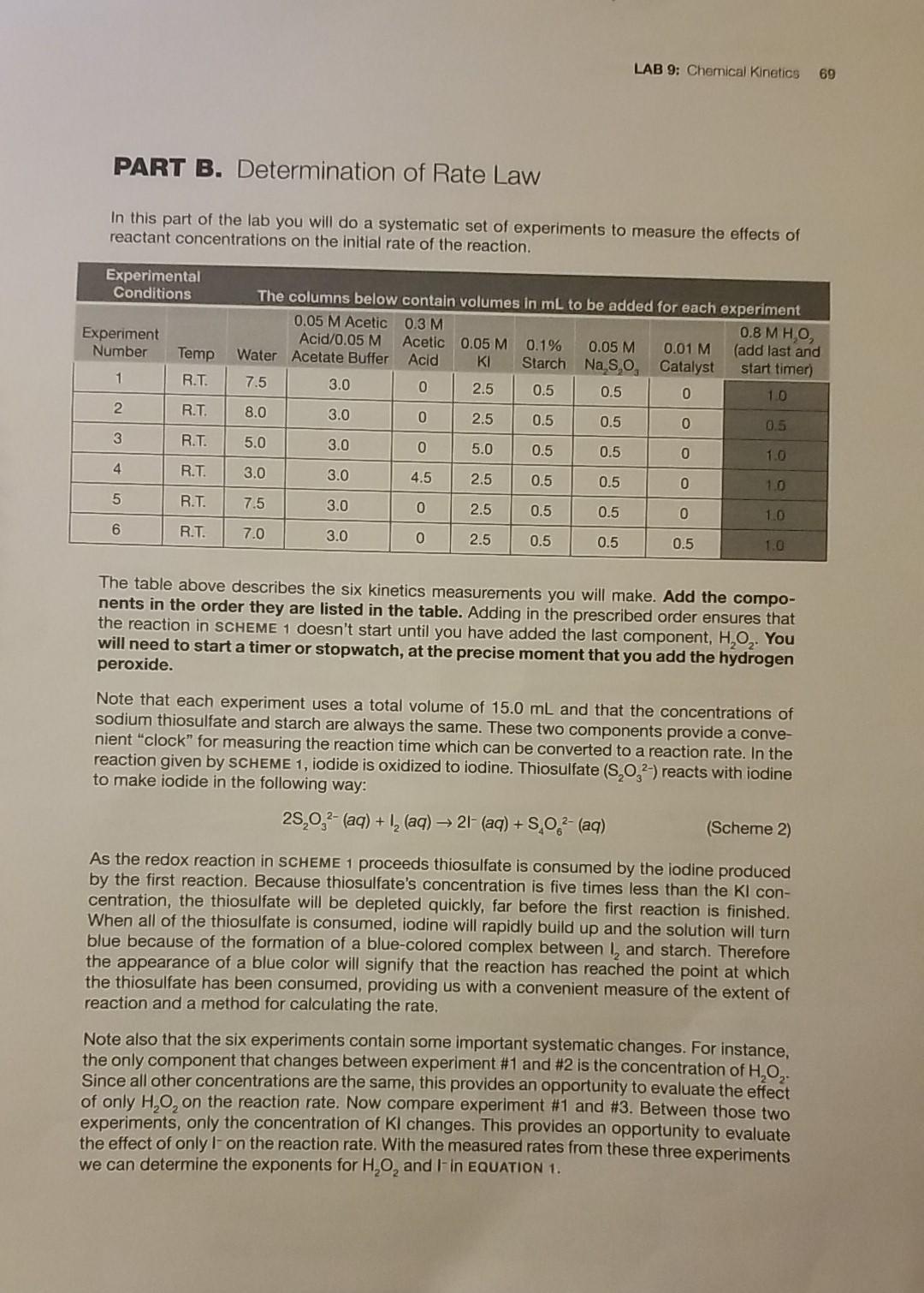 Solved Pre Lab Experiment 10 Chemical Kinetics 1 In An Chegg Com