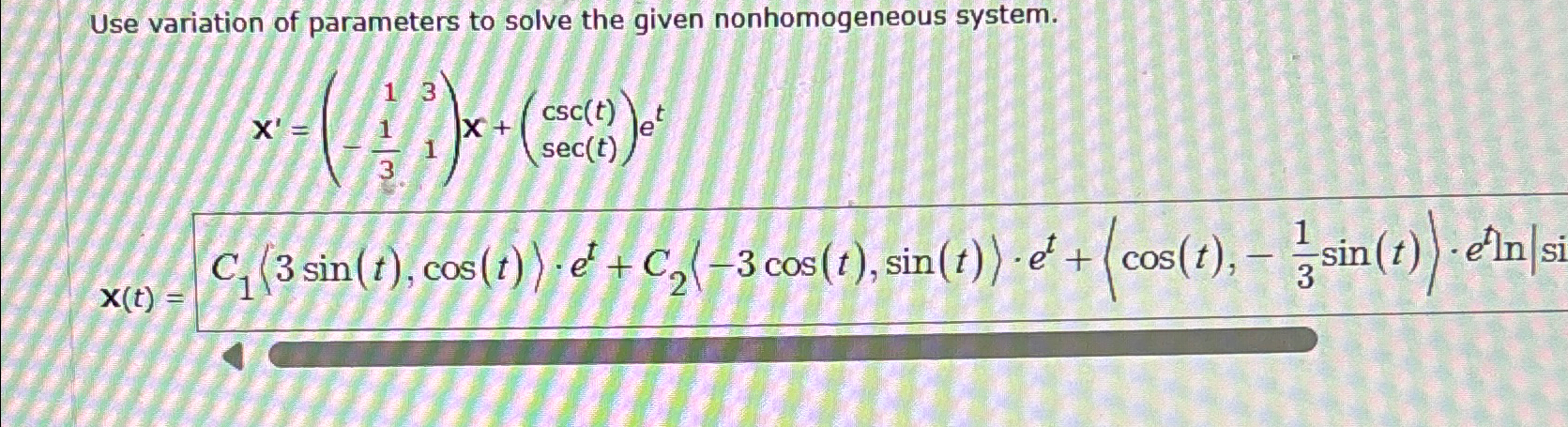 Solved Use The Method Of Variation Of Parameters To Solve Chegg Com 67dd259e96876