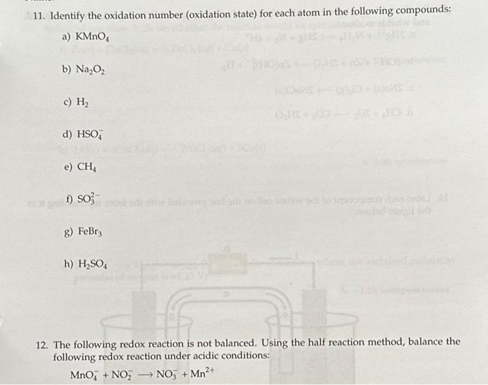 Solved 8 What Is The Oxidation Number Of Each Of The Atoms Chegg Com