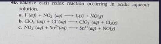 Solved 2 Balance The Following Redox Reaction In Aqueous Chegg Com