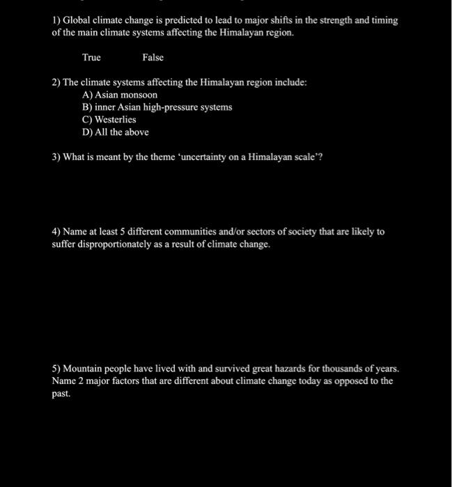 Solved Global Climate Models Predict That Global Chegg Com