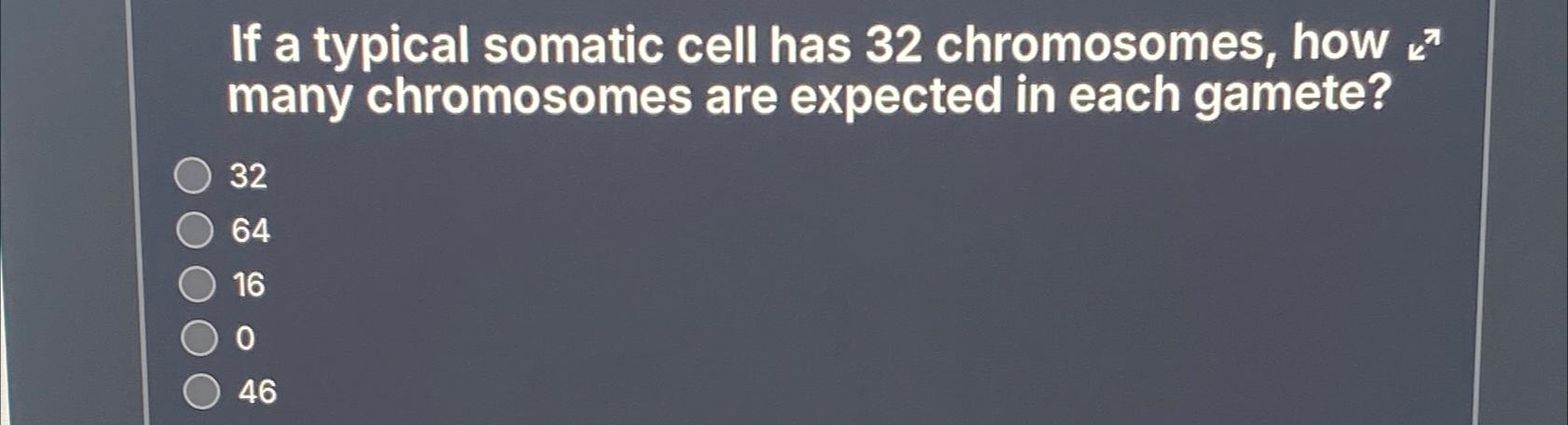 Solved 53 If A Typical Somatic Cell Has 64 Chromosomes How Chegg Com