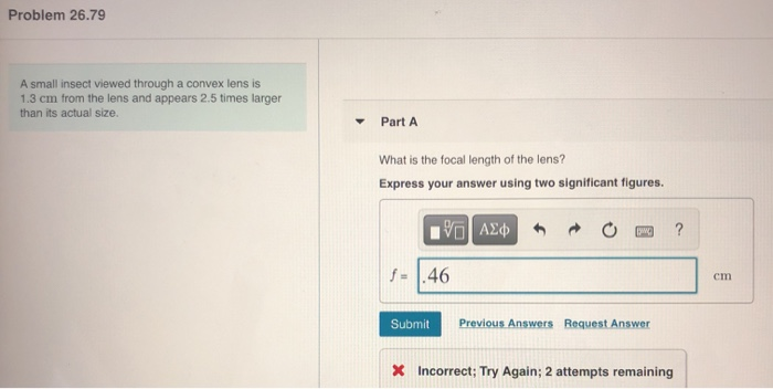 Solved A Small Insect Viewed Through A Convex Lens Is 2 3 Cm Chegg Com