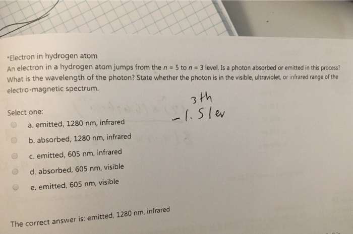 Solved The Electron In A Hydrogen Atom Jumps From The Ni5 Chegg Com
