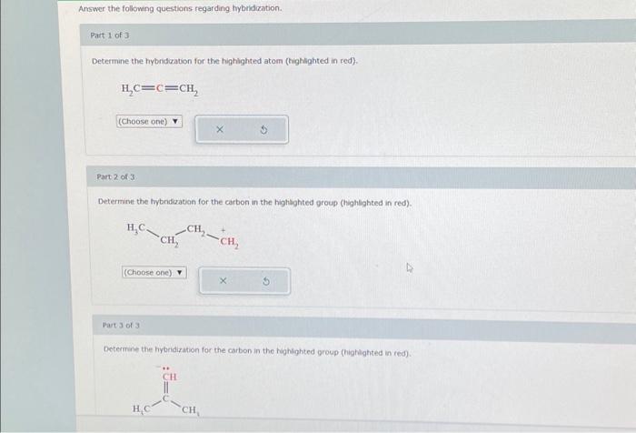 Solved Part 3 Hybridization Predict The Hybridization For Chegg Com