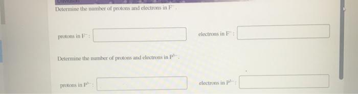 Solved Determine The Number Of Protons And Electrons In F Chegg Com