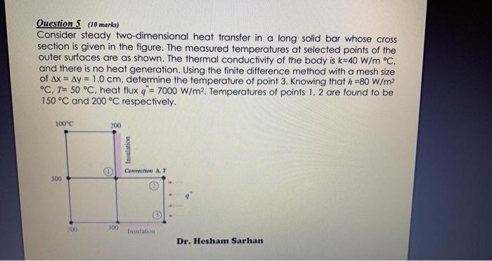 Solved Question 5 5 1 Consider Steady One Dimensional Heat Chegg Com
