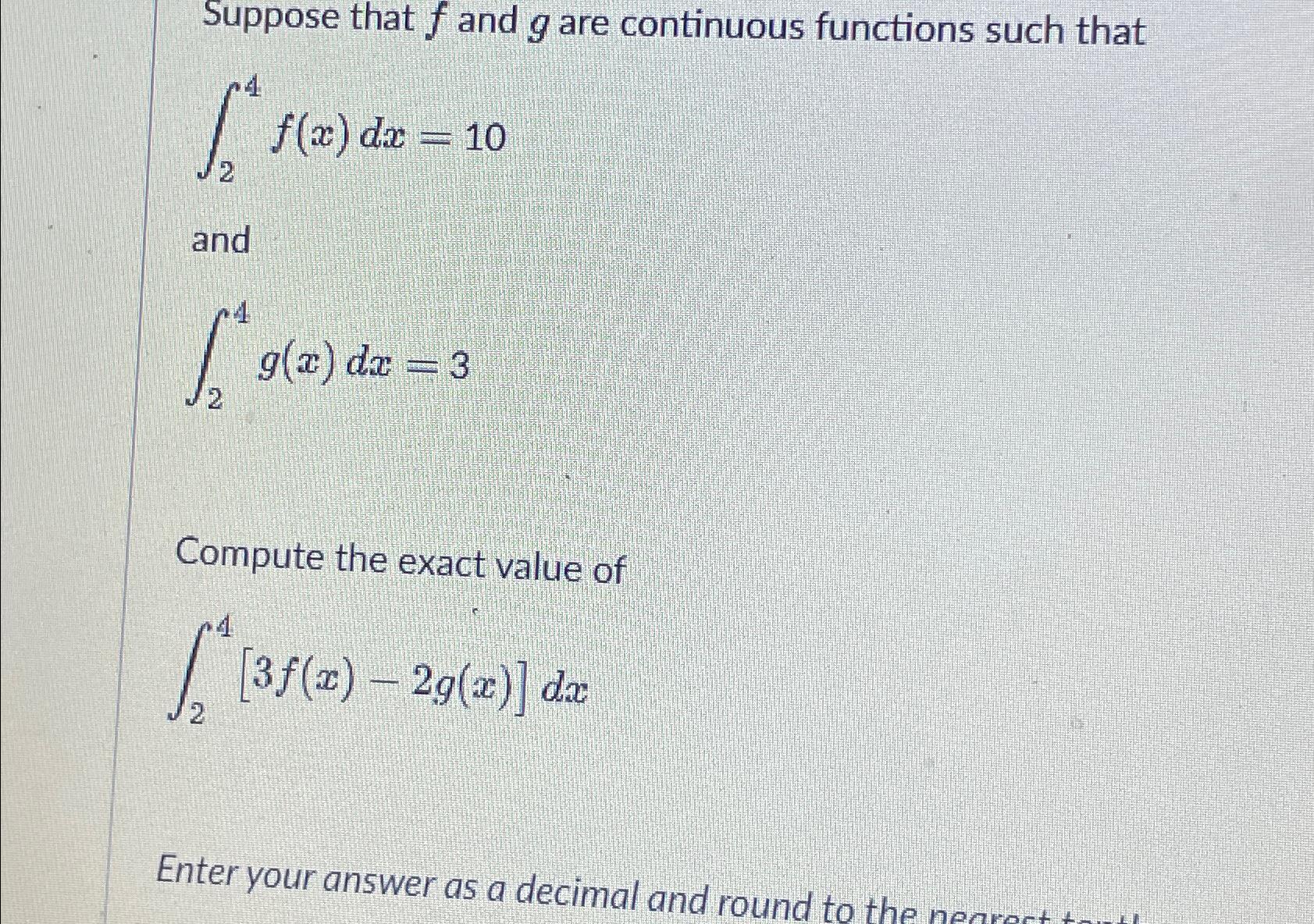 Solved Consider Two Continuous Functions Fx And G2 On An Chegg Com