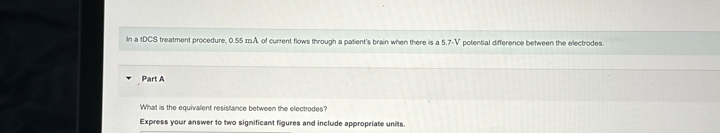 Solved In A Tdcs Treatment Procedure 0 75 Ma Of Current Chegg Com