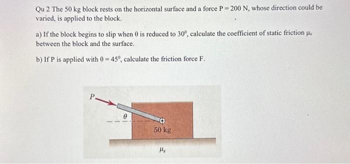 Solved 5 A 15 Kg Block Rests On A Rough Horizontal Surface Chegg Com