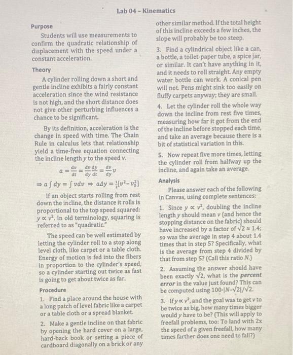 Solved Consider These Four Kinematics Equations Question Chegg Com