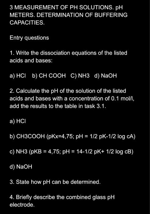 Solved Ph Meters Can Be Used To Determine The Ph Of A Chegg Com