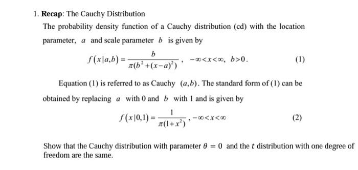 Statistical Distributions Cauchy 2 Parameter Distribution