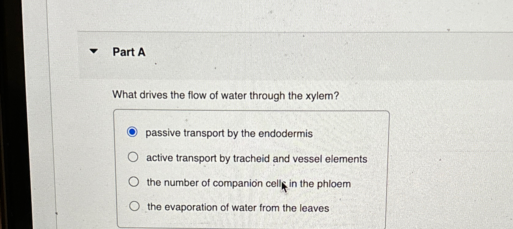 Solved Key Structures Involved In Water Transport In A Le Chegg Com