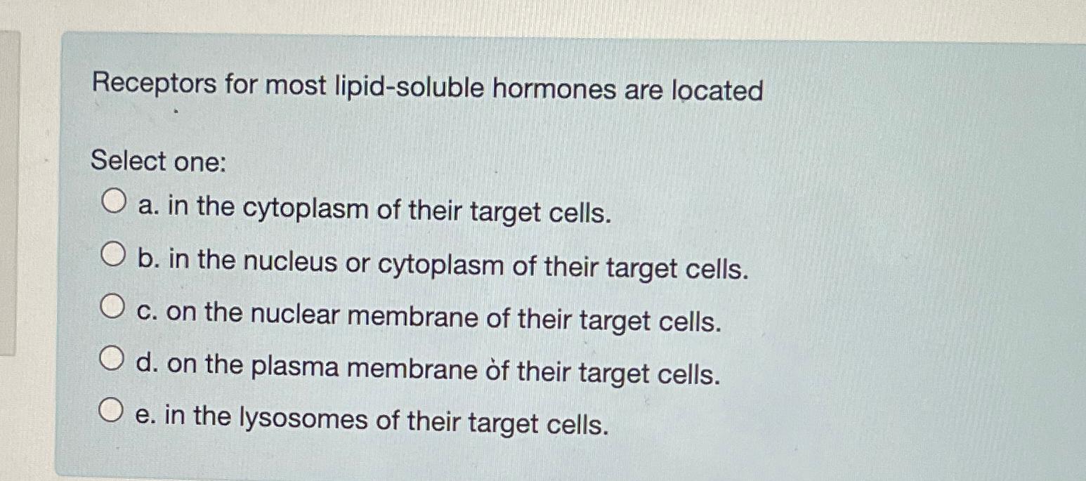 Solved Question 2 Receptors For Most Lipid Soluble Hormones Chegg Com