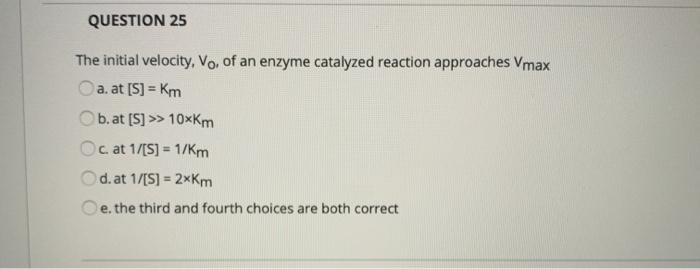 Solved The Initial Velocity Vo Of An Enzyme Catalyzed Chegg Com
