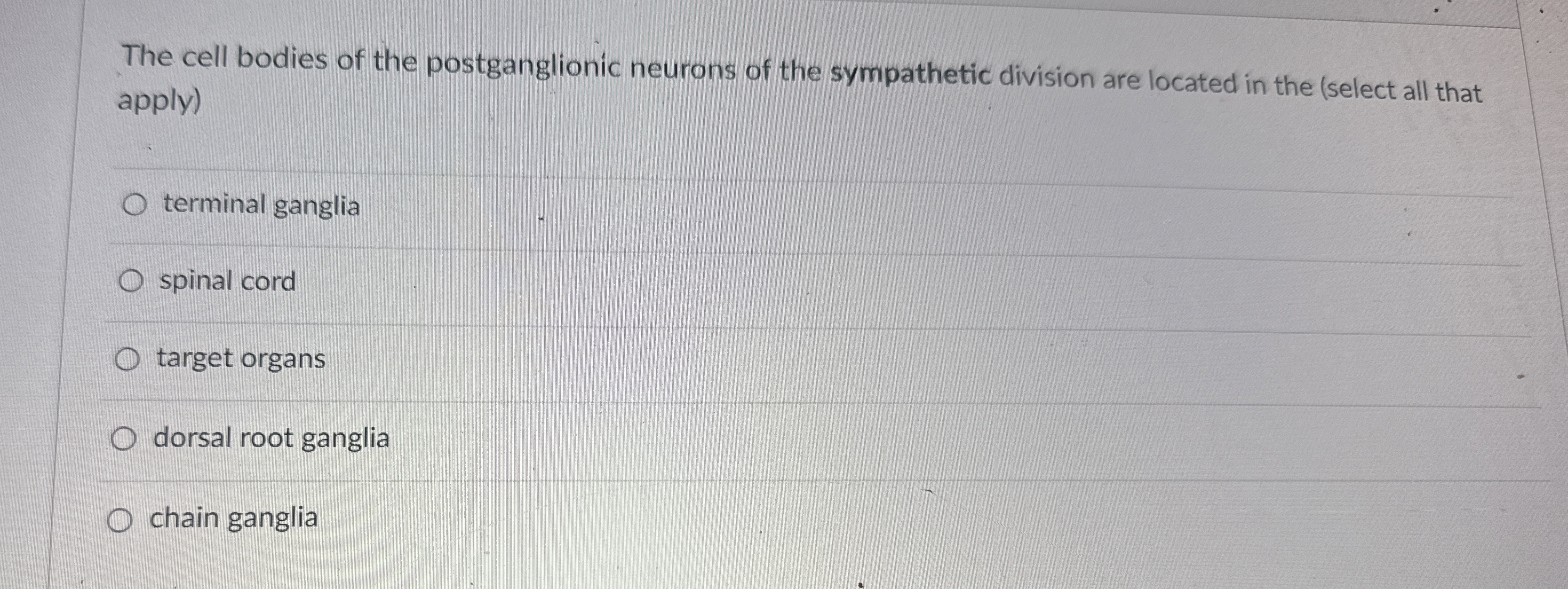Solved The Membranes Of All Postganglionic Neurons In Chegg Com