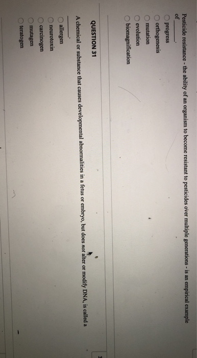 Solved An Insect That Exhibits Resistance To A Pesticide Chegg Com