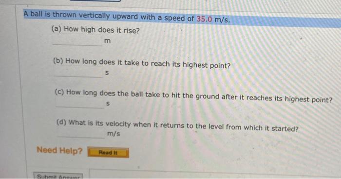Solved Ball Is Thrown Vertically Upward With A Speed Of 15 0 Chegg Com
