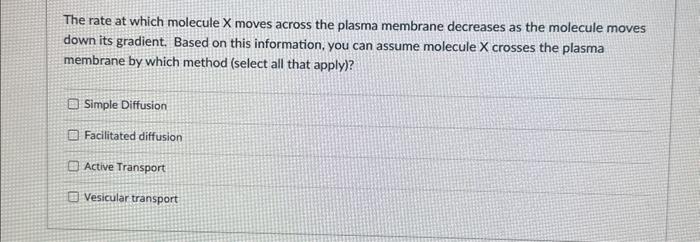Solved When Substances Move Through A Plasma Membrane Down Chegg Com