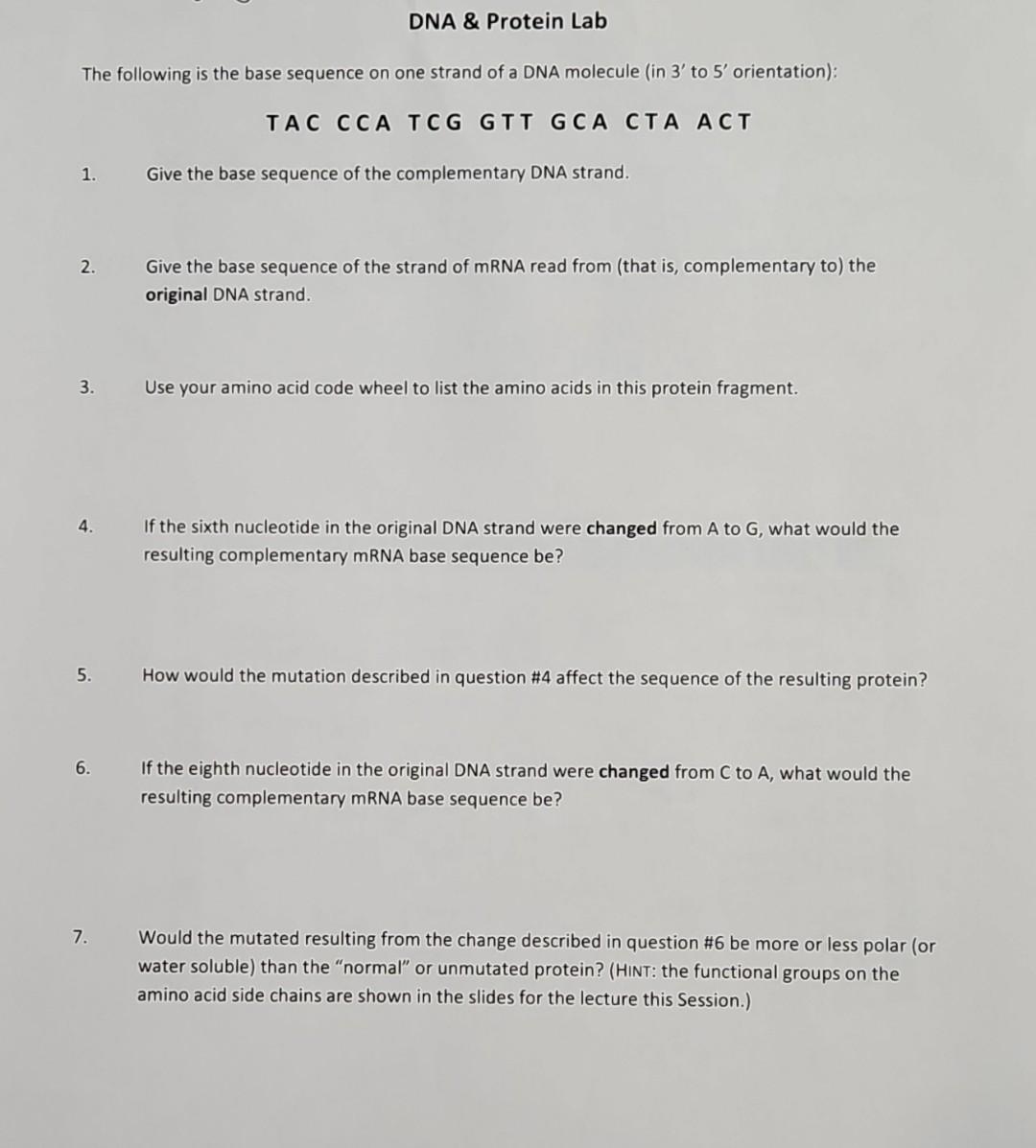Solved If One Strand Of A Dna Molecule Has The Base Sequence Chegg Com