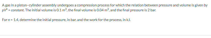 Solveda Gas Within A Piston Cylinder Assembly Undergoes A