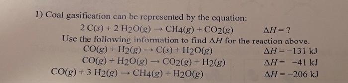Solved 2 At A Certain Point Of Coal Gasification Process A Chegg Com